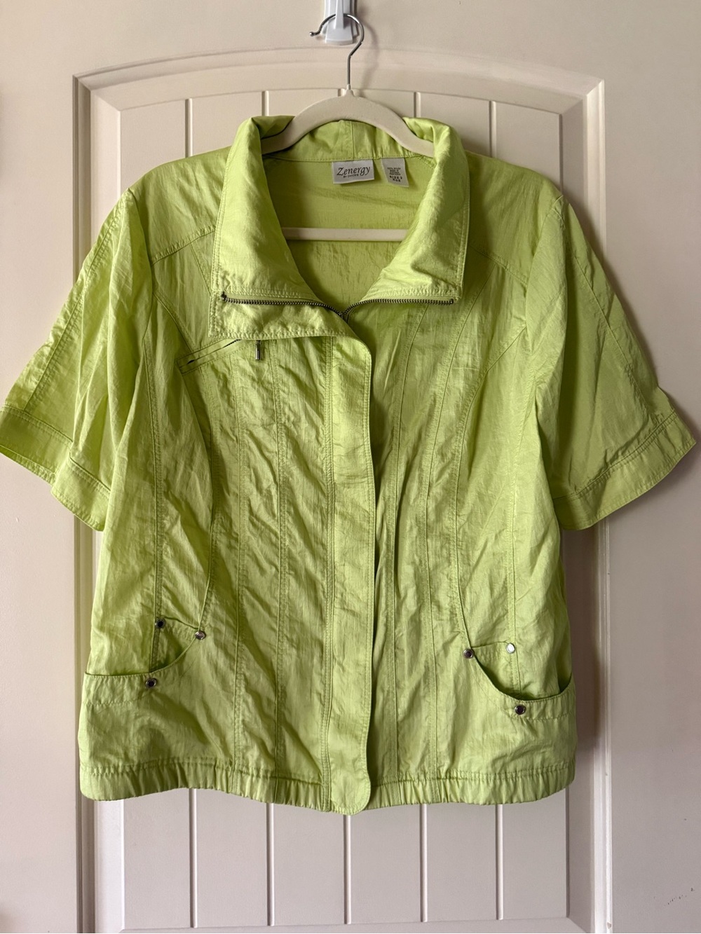 Zenergy by Chico's Short-Sleeve Utility Jacket in Chartreuse